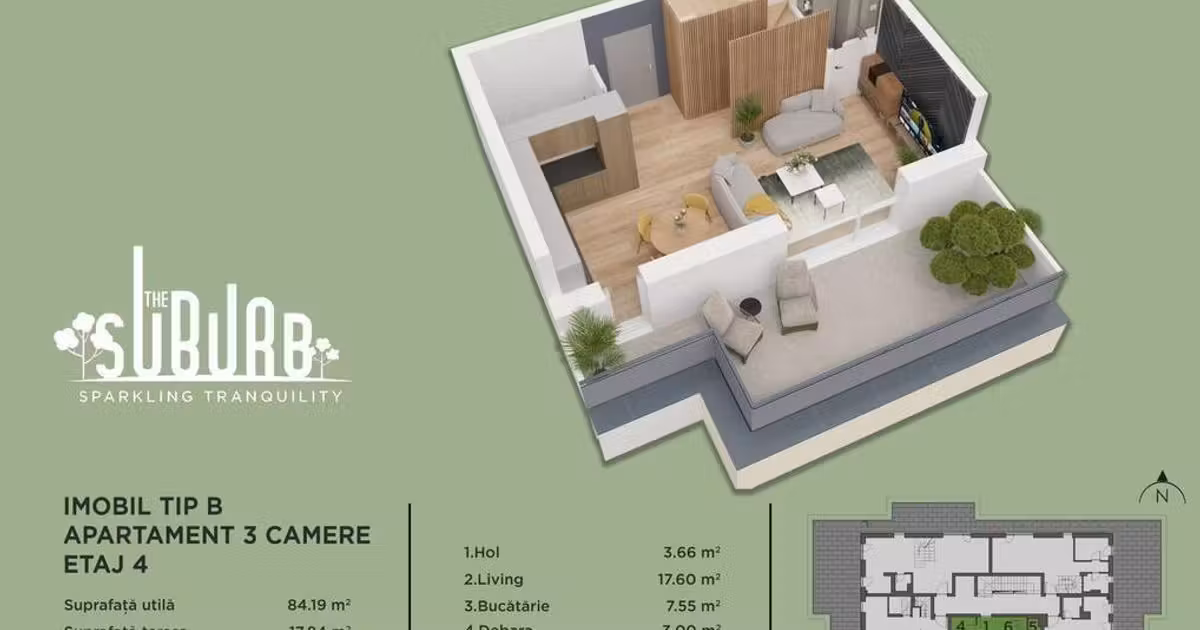 Apartament de vânzare cu 3 camere în Buftea