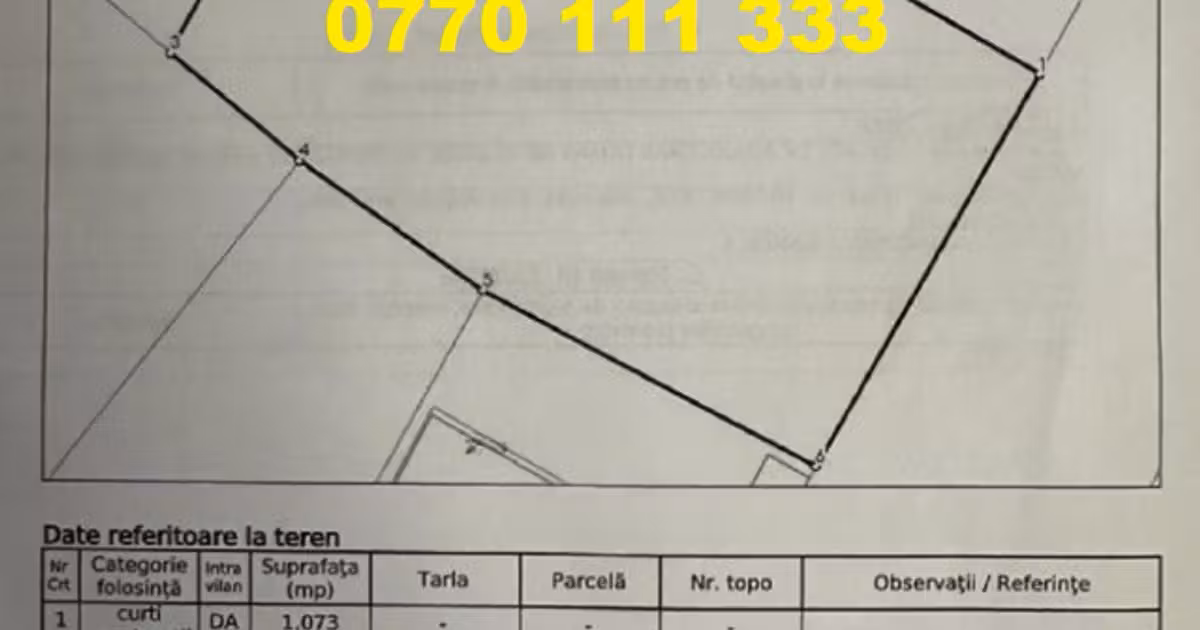 Teren Construcții intravilan de vânzare de 1073 mp, în zona Radu Negru, Brăila