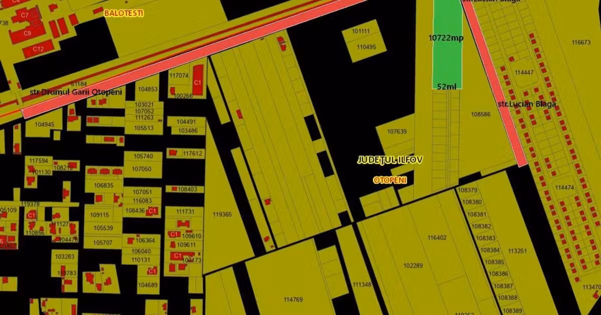Teren Construcții intravilan de vânzare de 10722 mp, în Otopeni