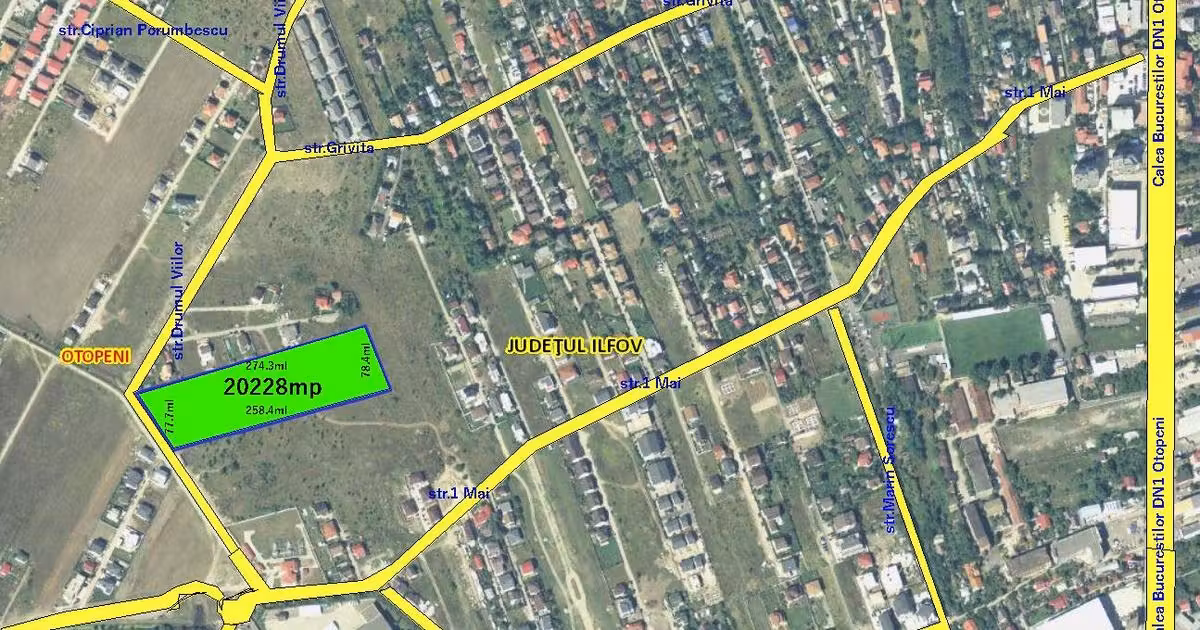 Teren Construcții intravilan de vânzare de 20228 mp, în Otopeni