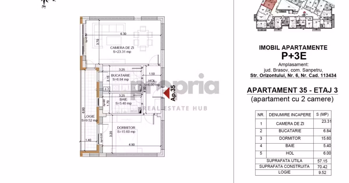 Apartament de vânzare cu 2 camere în zona Tractorul, Brașov