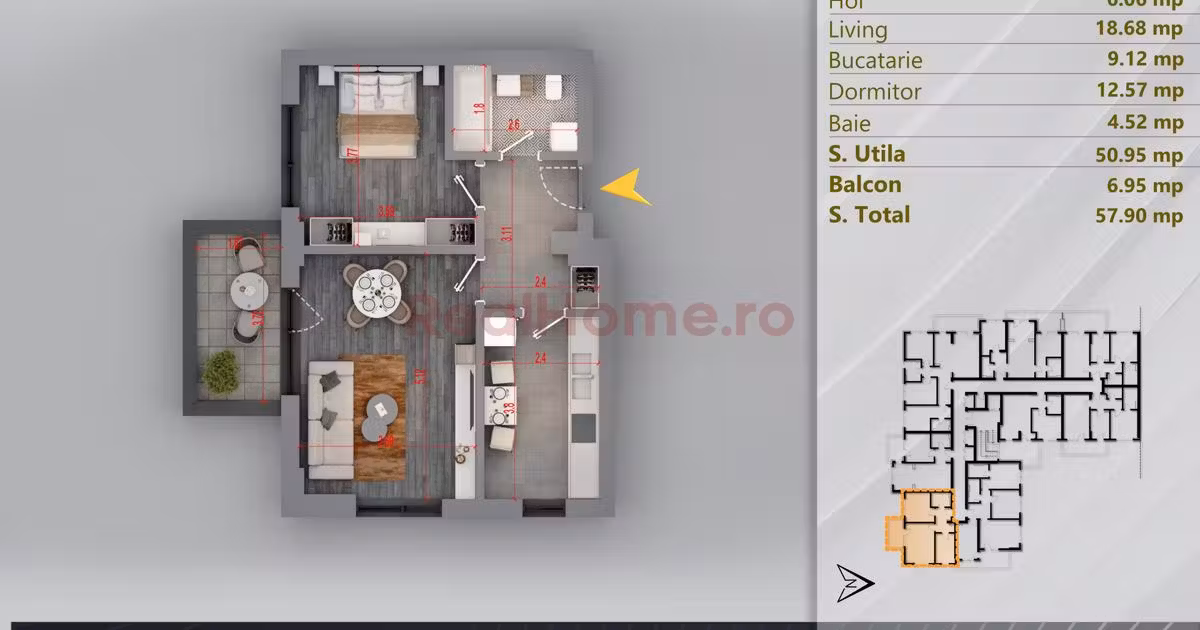 Apartament de vânzare cu 2 camere în zona Theodor Pallady, Sector 3