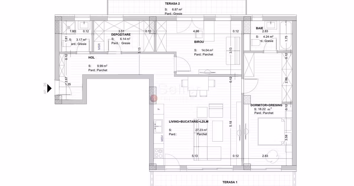 Penthouse de vânzare cu 3 camere în zona Noua, Brașov