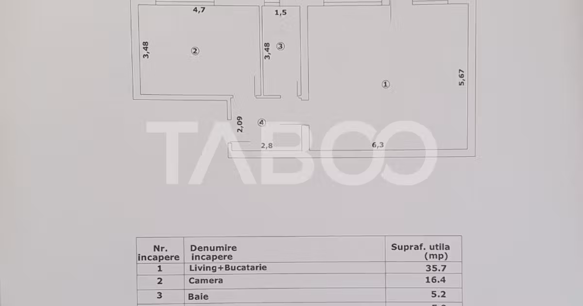 Apartament de vânzare cu 2 camere în Făgăraș