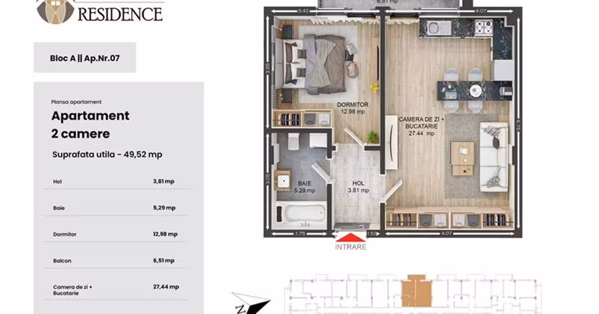 Apartament de vânzare cu 2 camere în zona Tractorul, Brașov