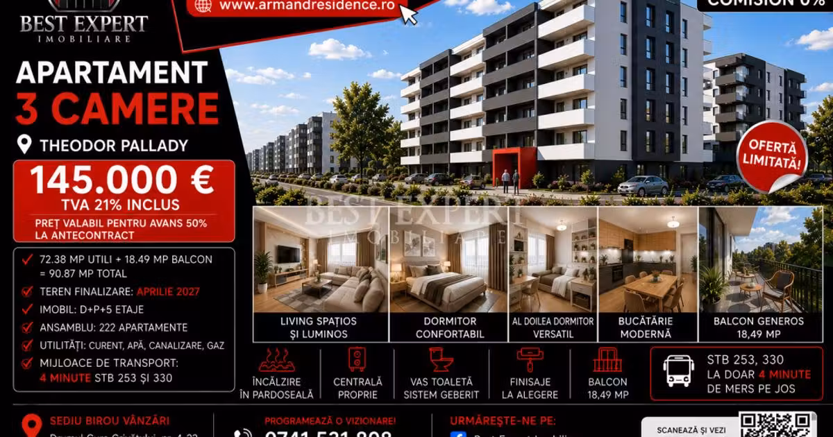 Apartament de vânzare cu 3 camere în zona Theodor Pallady, Sector 3