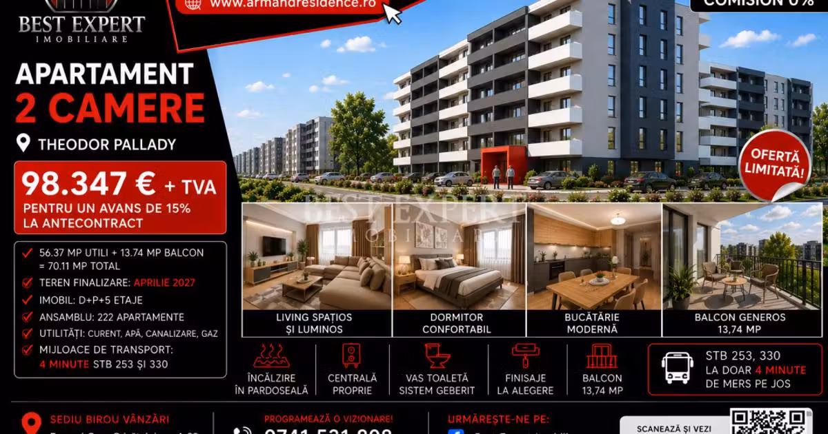 Apartament de vânzare cu 2 camere în zona Theodor Pallady, Sector 3