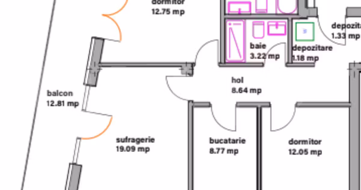 Apartament de vânzare cu 3 camere în Ghimbav
