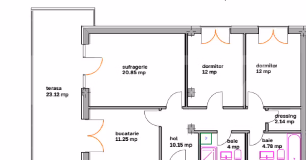 Apartament de vânzare cu 3 camere în Ghimbav