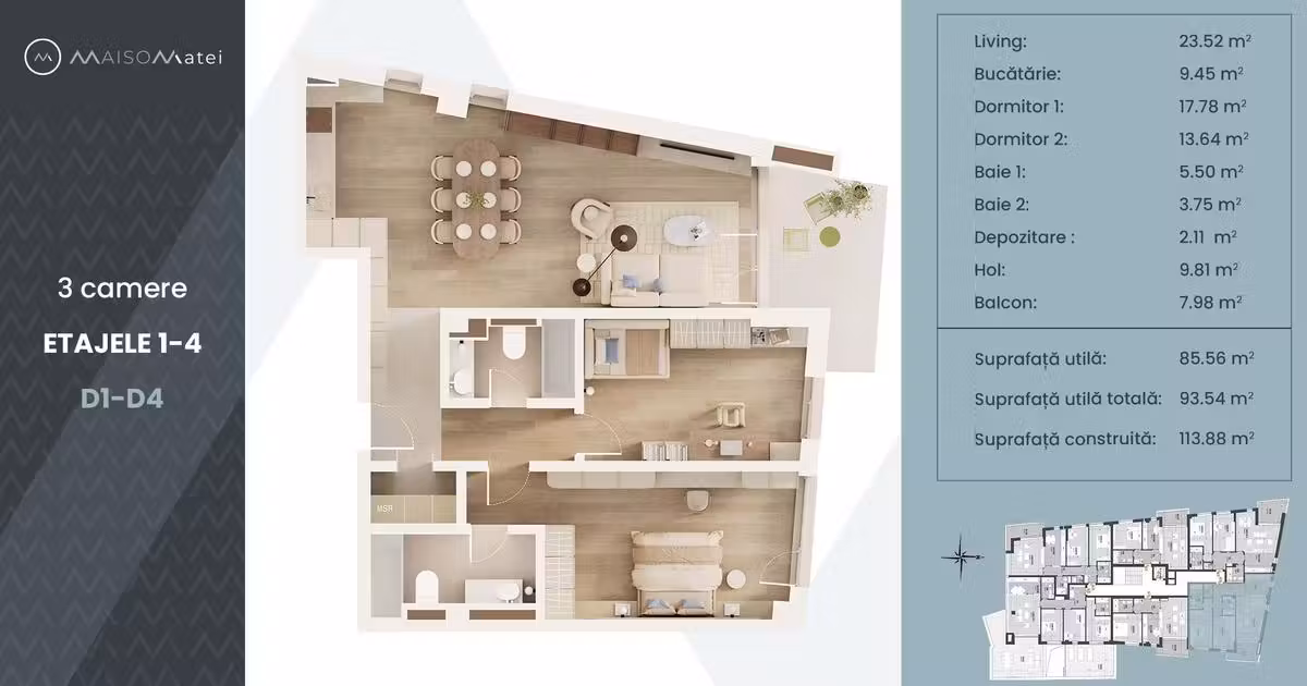Apartament de vânzare cu 3 camere în zona Universitate, Ultracentral