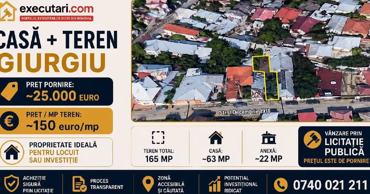 Casă individuală de vânzare cu 2 camere în zona Central, Giurgiu