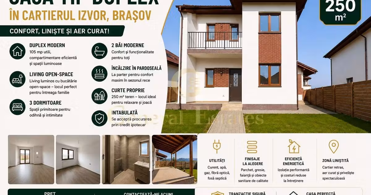 Duplex de vânzare cu 4 camere în Tărlungeni