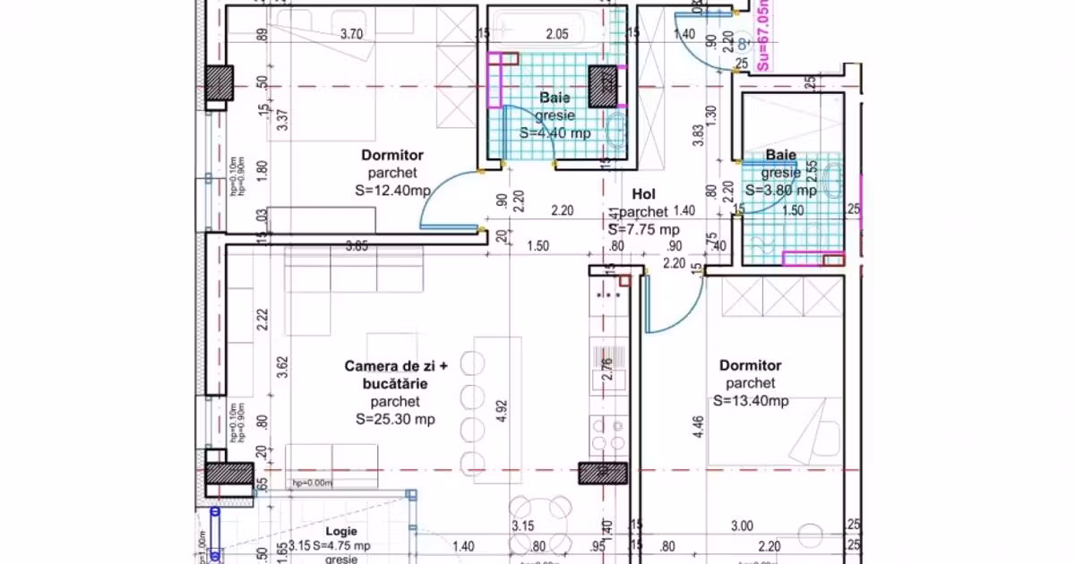 Apartament de vânzare cu 3 camere în Baciu