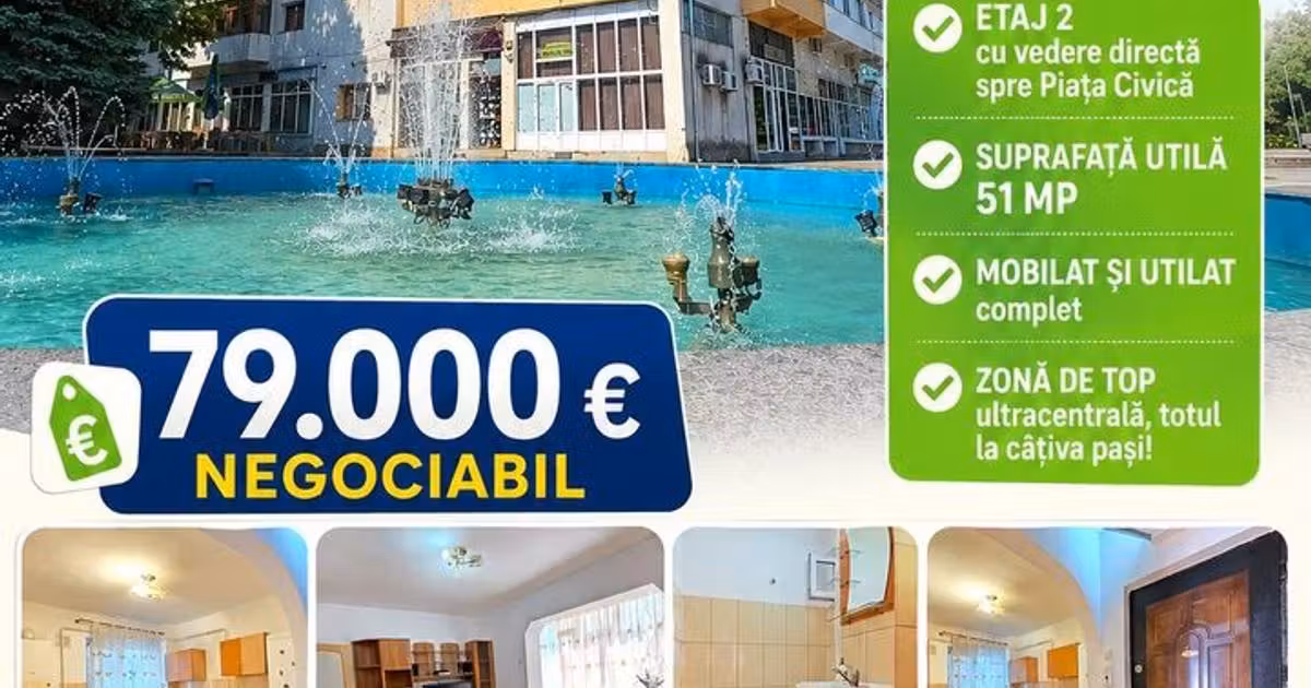 Apartament de vânzare cu 2 camere, mobilat în zona Ultracentral, Vaslui