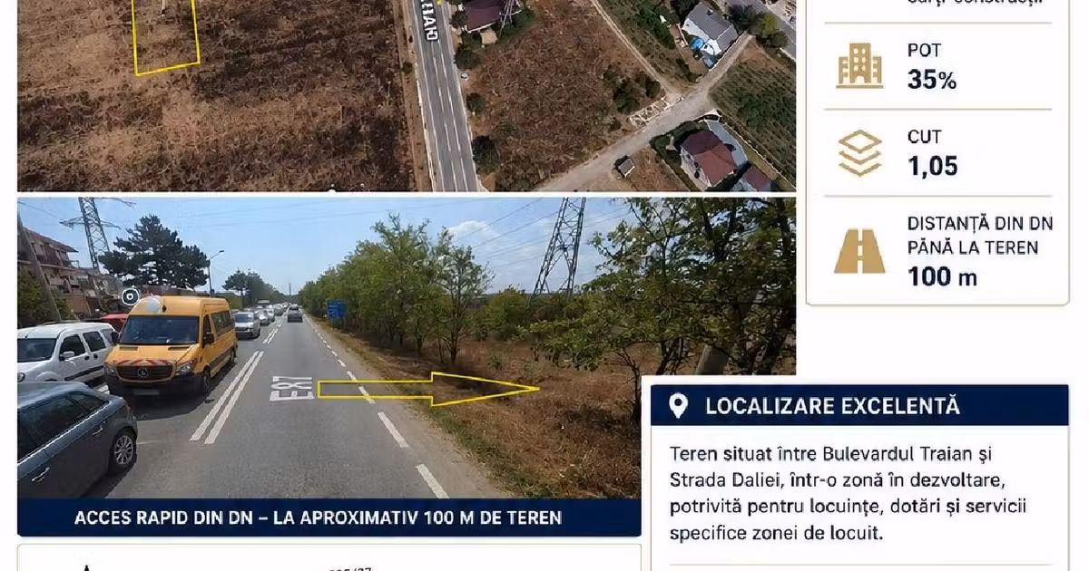 Teren Construcții intravilan de vânzare de 1000 mp, în Agigea