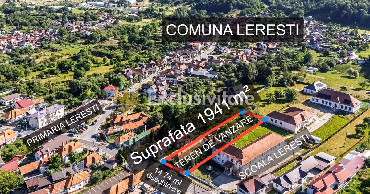 Teren Construcții intravilan de vânzare de 1941 mp, în Lerești