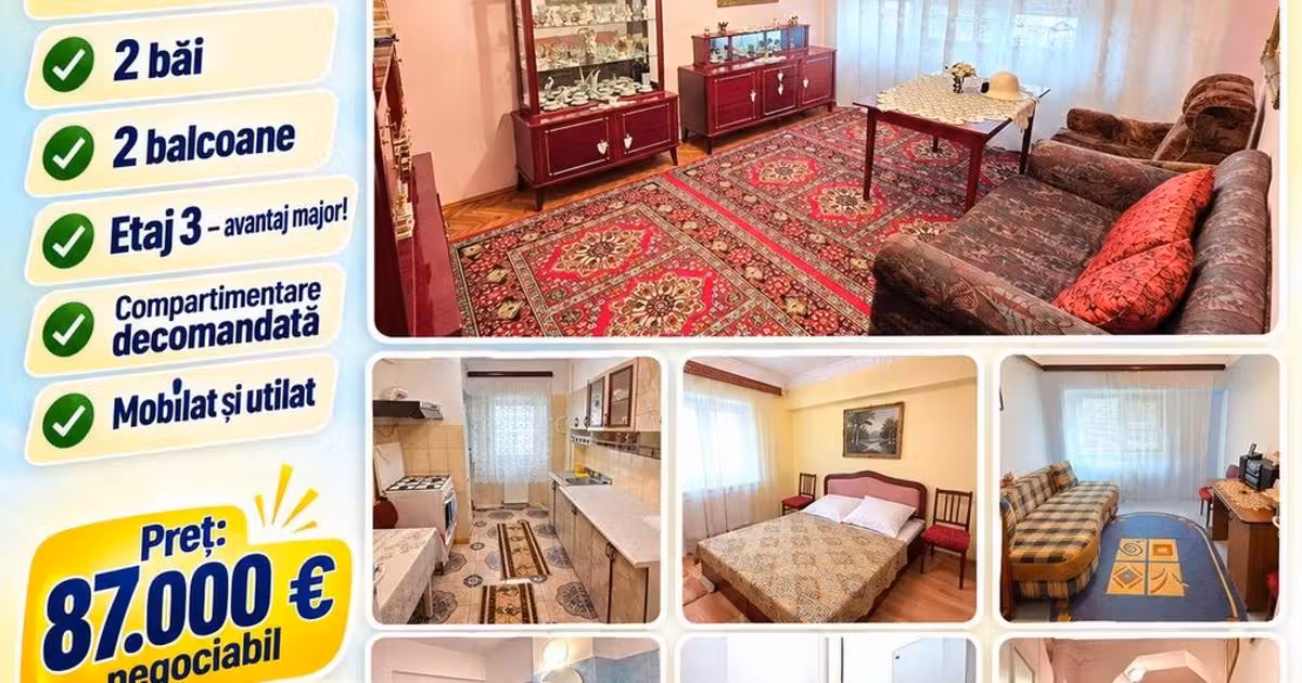 Apartament de vânzare cu 3 camere, mobilat în zona Gară, Vaslui
