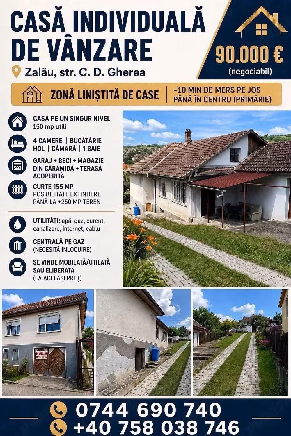 Casă individuală de vânzare   Zalău, str. C. D. Gherea