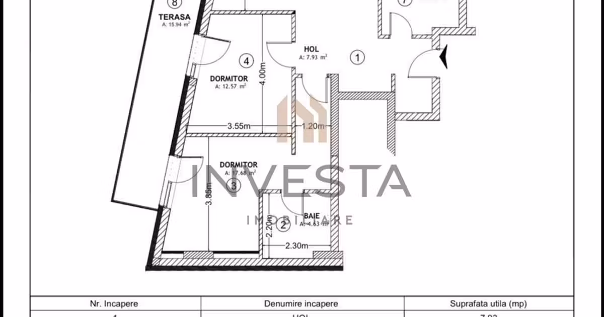 Apartament de vânzare cu 3 camere, mobilat în zona Central, Cluj-Napoca