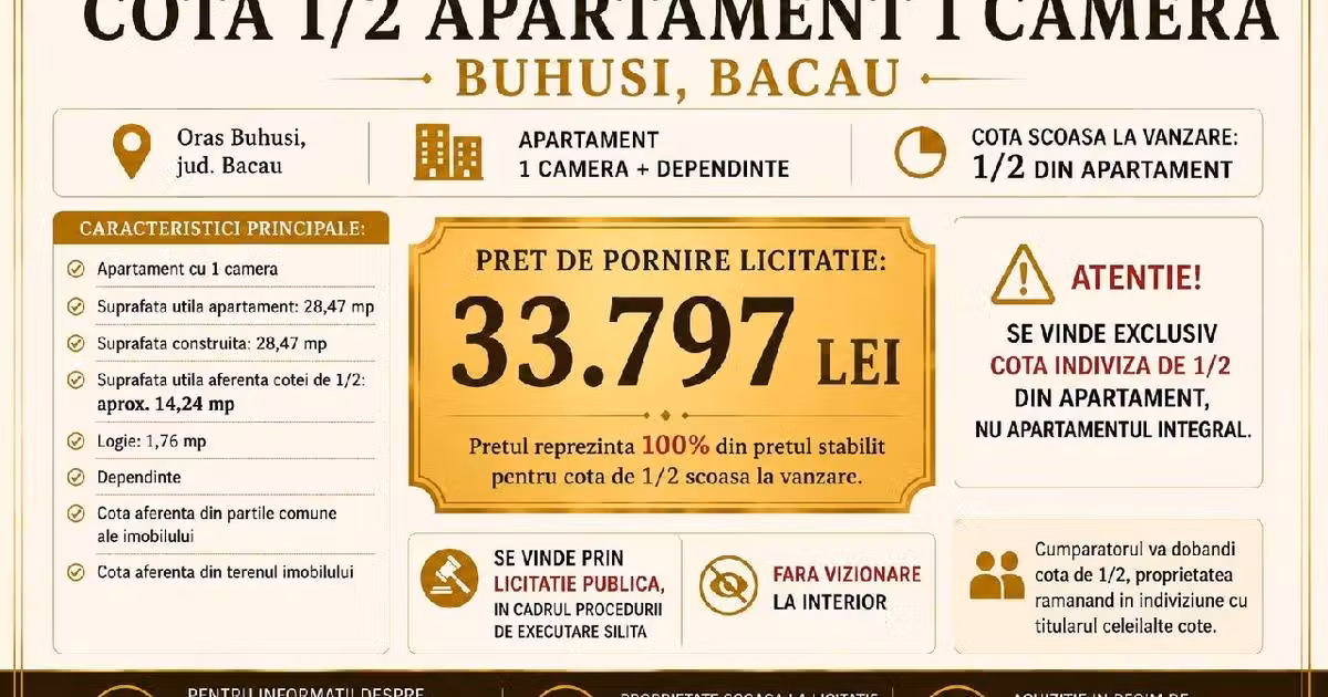 Garsonieră de vânzare în Buhuși