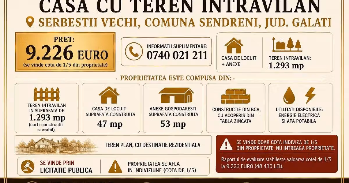 Casă individuală de vânzare cu 2 camere în Șerbeștii Vechi