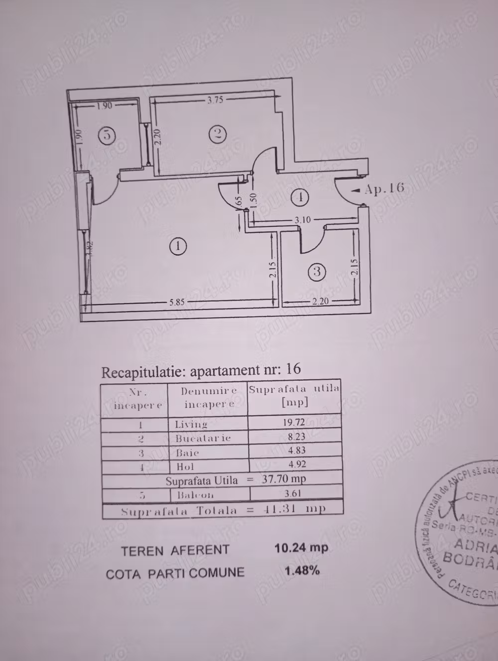 Proprietar vând garsoniera