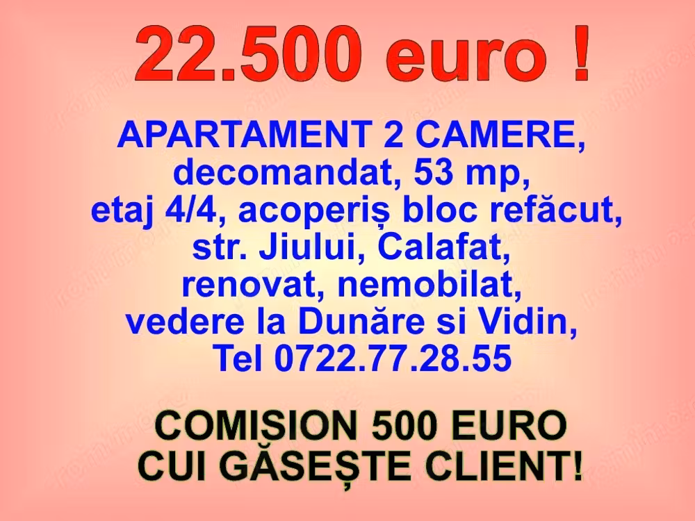 Vand apartament 2 camere, Calafat, str. Jiului