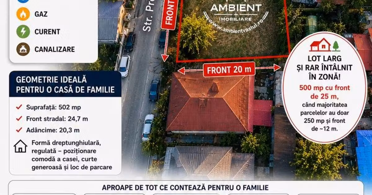 Teren Construcții intravilan de vânzare de 502 mp, în zona Central, Vaslui