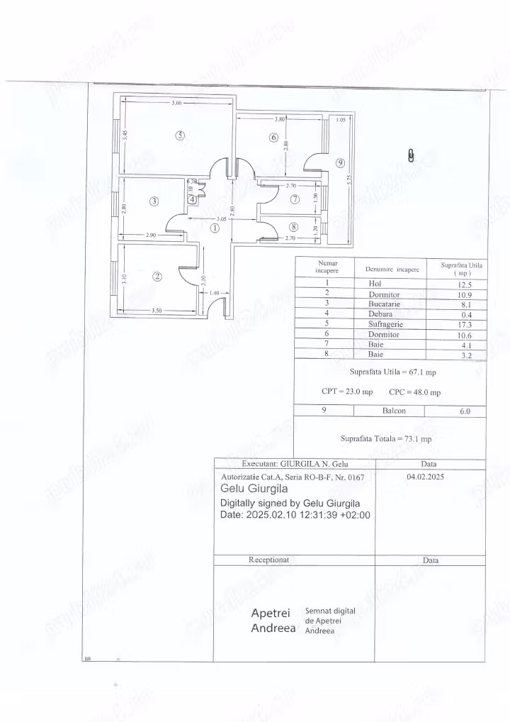 vand apartament 3 camere decomandate 56900 Euro
