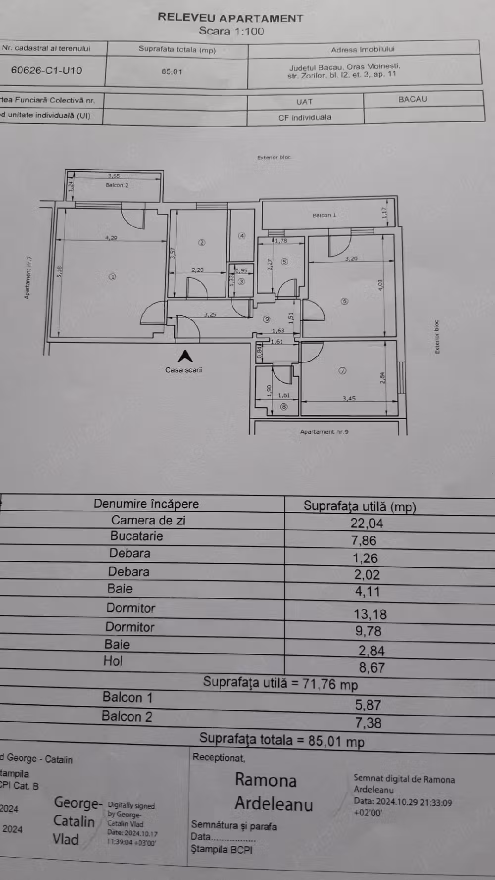 Vând apartament 3 camere decomandat