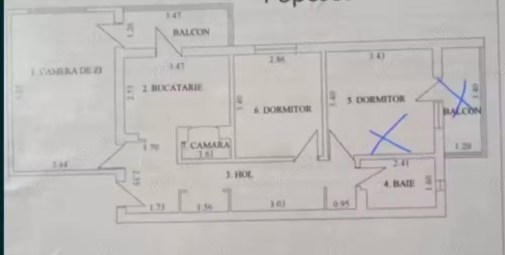 Apartament Fieni etaj 2  3camere  2 balcoane  închiriere