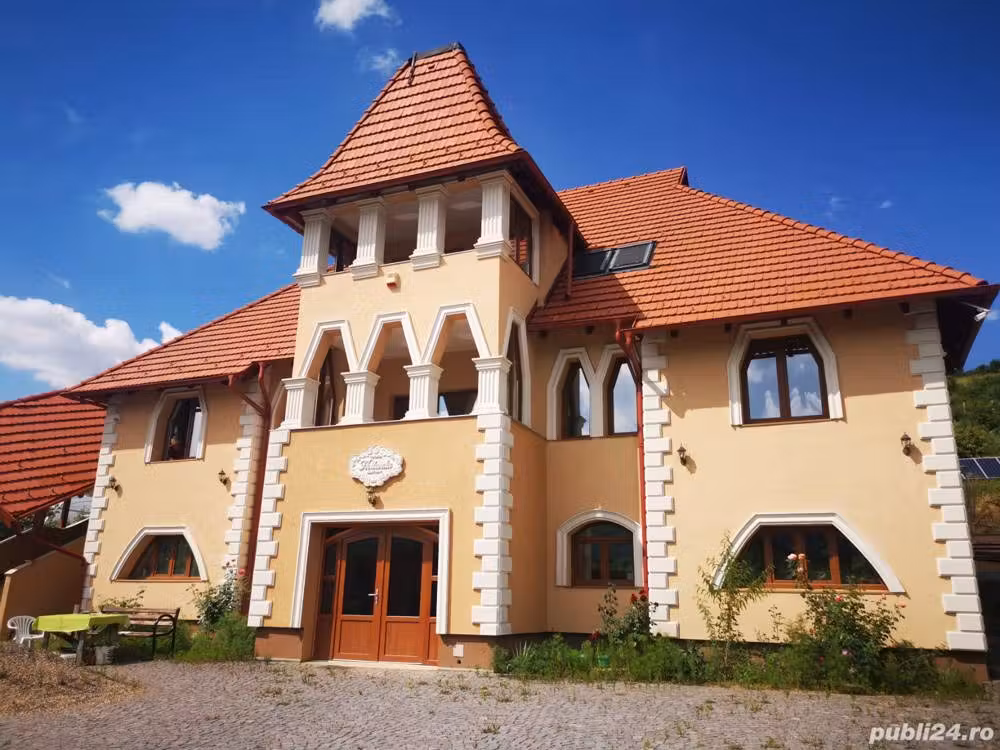 Vand o vila ( construita in stil castel) deservita cu energii verzi in comuna Corunca