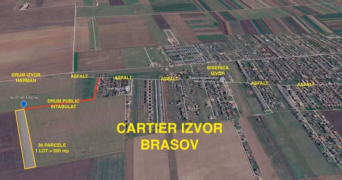 Teren Construcții extravilan de vânzare de 500 mp, în Tărlungeni