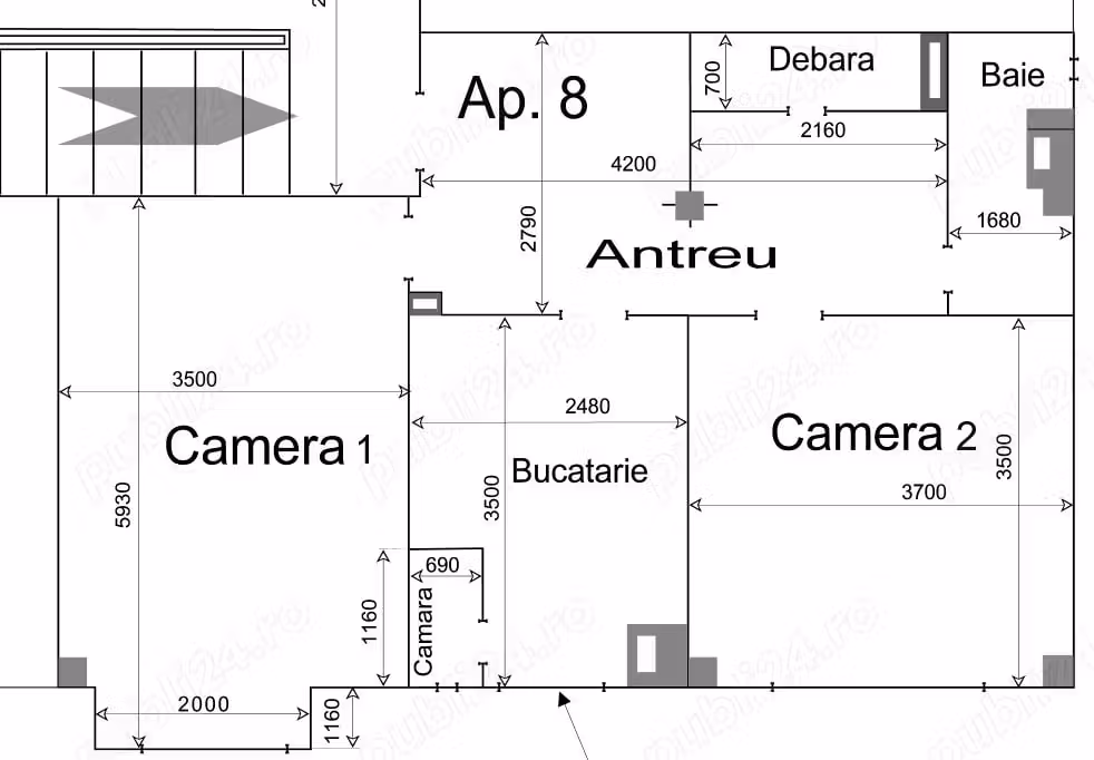 Dau in chirie ap. 2 camere ultracentral pt 2 persoane