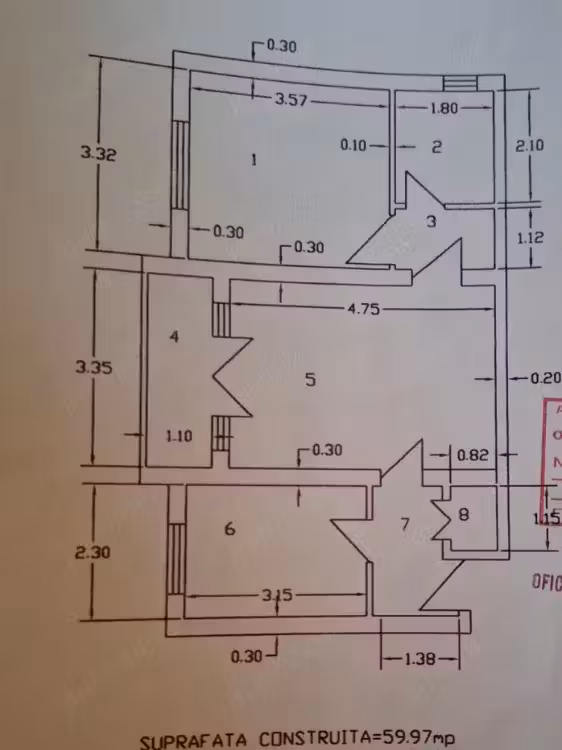 Apartament cu 2 camere, Birlad, Str.Epureanu, 60m2, 62,000 Euro