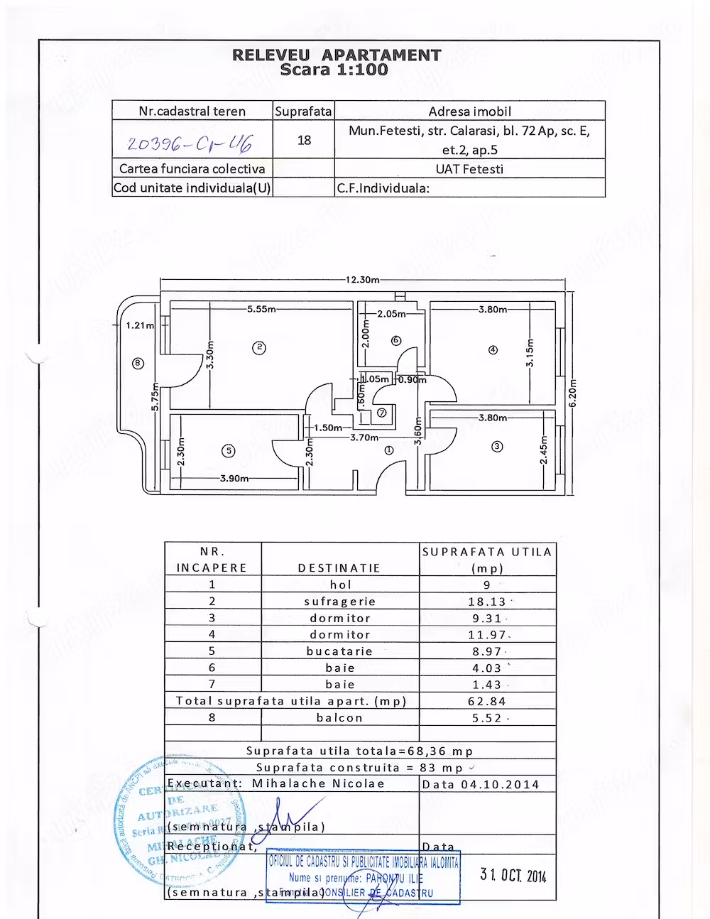 Apartament 3 camere decomandat