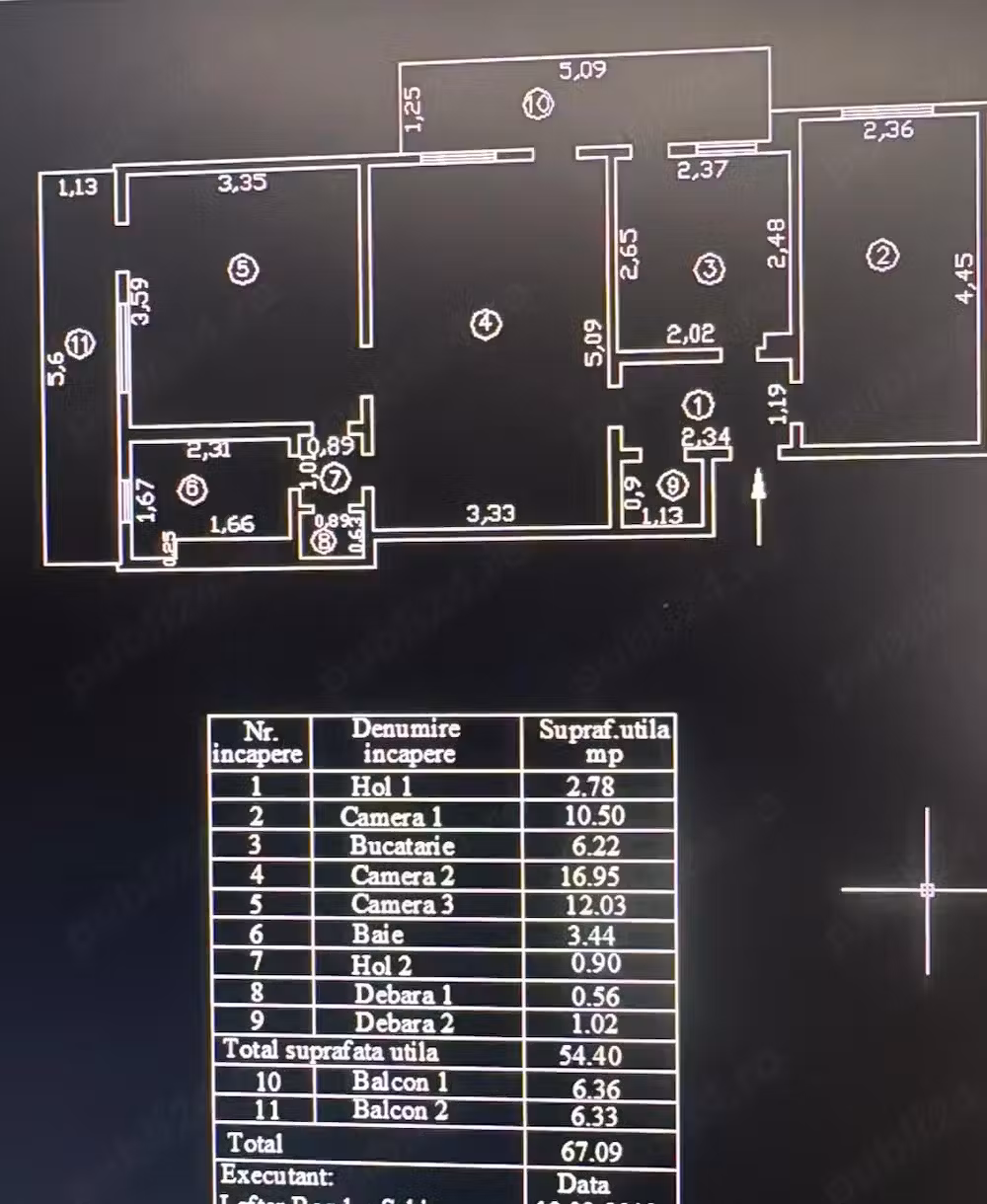 Apartament 3 camere de vânzare   Micro 16, etaj 3 4, 63500