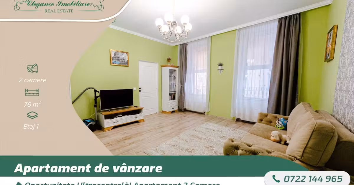 Apartament de vânzare cu 2 camere, mobilat în zona Ultracentral, Arad
