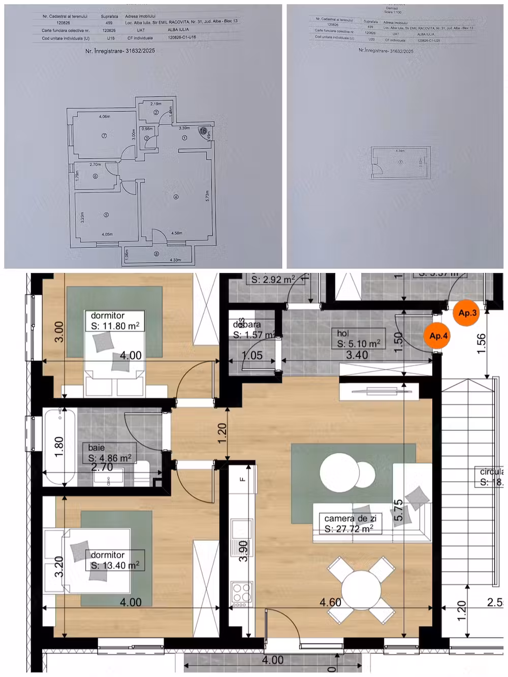 Apartament cu 3 camere, 67,7 mp + boxă 10,06 mp, et. 3 3, mobilat si utilat, zona Arex