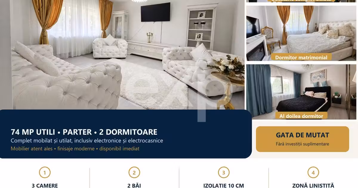 Apartament de vânzare cu 3 camere, mobilat în Câmpina
