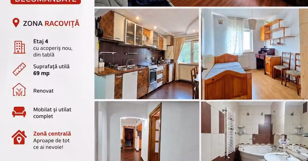 Apartament de vânzare cu 3 camere, mobilat în zona Central, Vaslui
