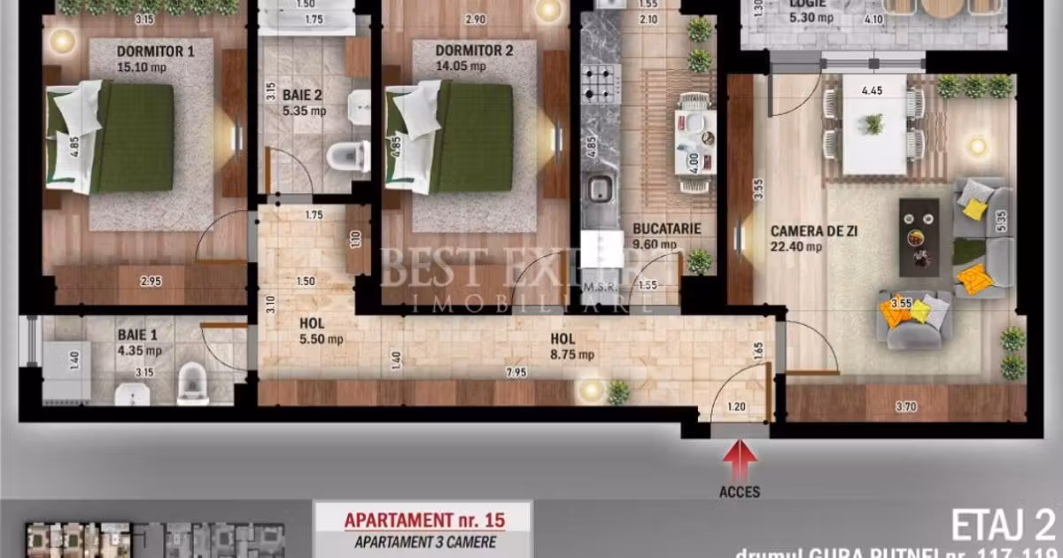 Apartament de vânzare cu 3 camere în zona Theodor Pallady, Sector 3