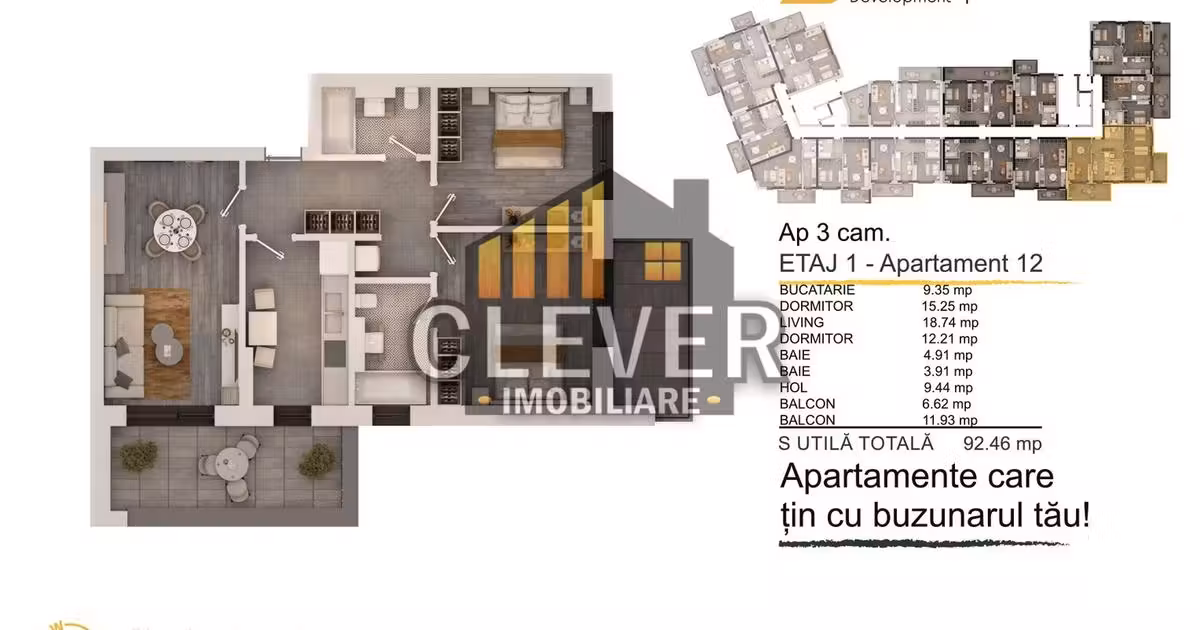 Apartament de vânzare cu 3 camere în zona Titan, Sector 3