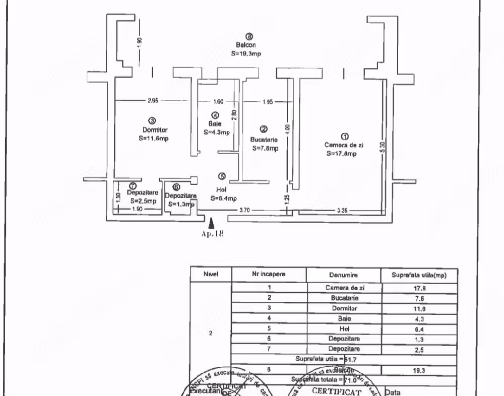 Apartament de vânzare cu 2 camere