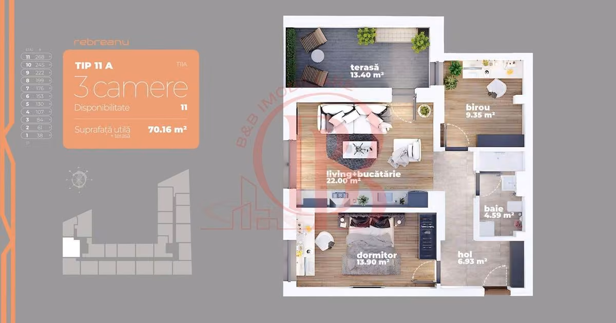 Apartament de vânzare cu 3 camere, mobilat în zona Titan, Sector 3