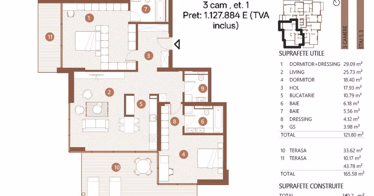 Apartament de vânzare cu 3 camere în zona Floreasca, Sector 1