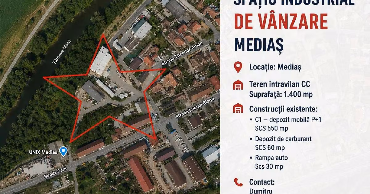 Spațiu industrial de vânzare de 700 mp, în Mediaș