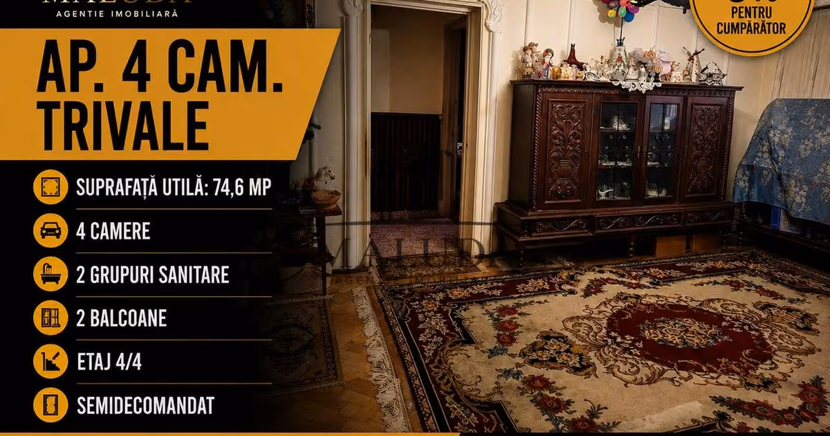 Apartament de vânzare cu 4 camere în zona Trivale, Pitești
