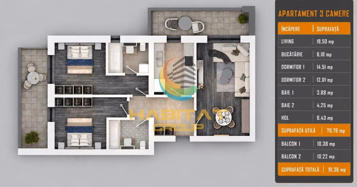 Apartament de vânzare cu 3 camere în zona Theodor Pallady, Sector 3