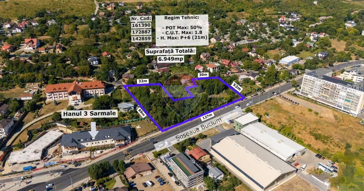 Teren Construcții intravilan de vânzare de 6949 mp, în zona Bucium, Iași
